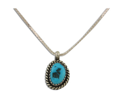 Navajo Necklace 925 Silver Natural Turquoise Artist Native American C.80's