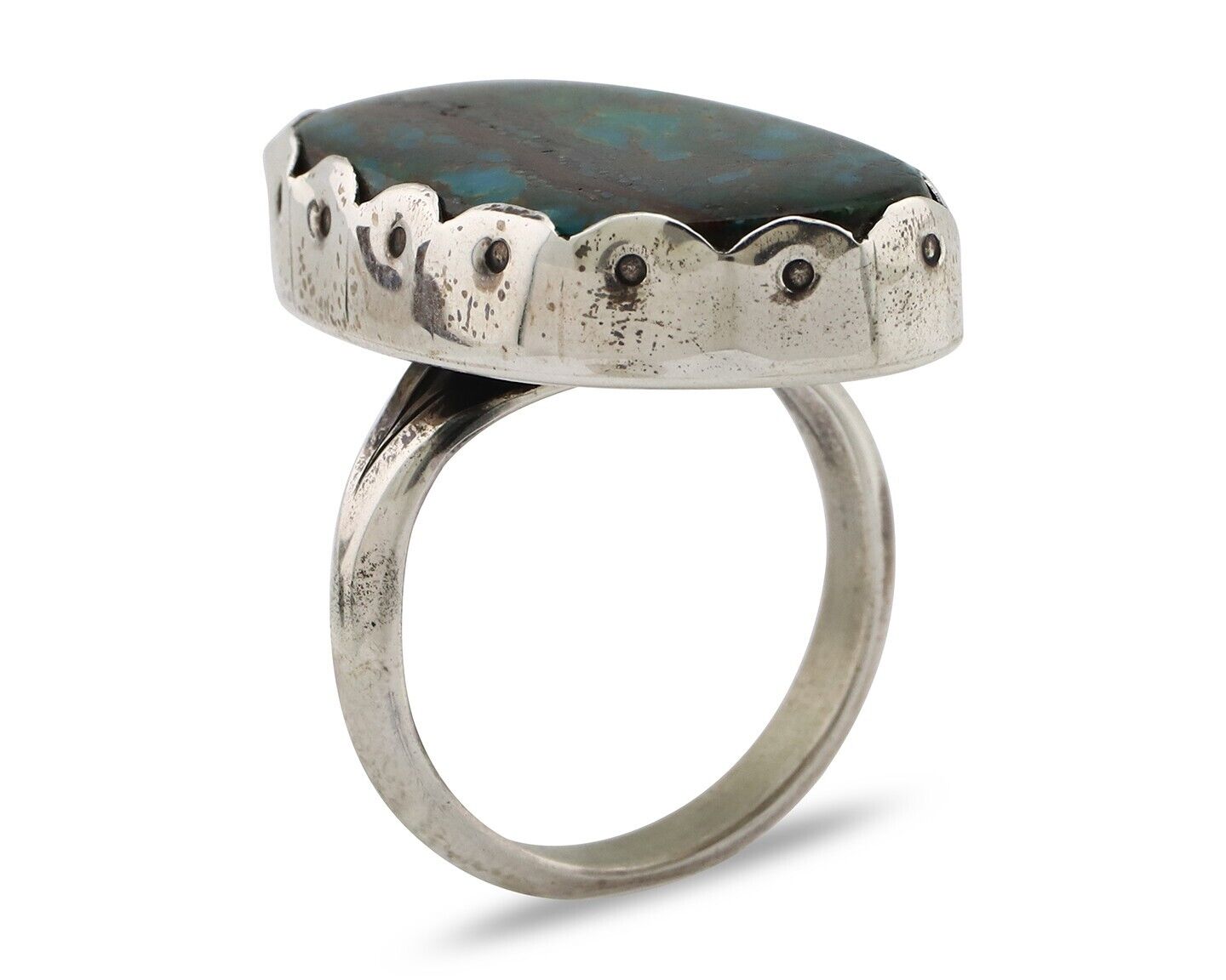 Navajo Ring 925 Silver Blue Turquoise Artist Signed Unknown Artist C.80's