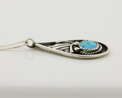 Navajo Necklace 925 Silver Blue Turquoise Artist Signed JASON BAHE C.80's