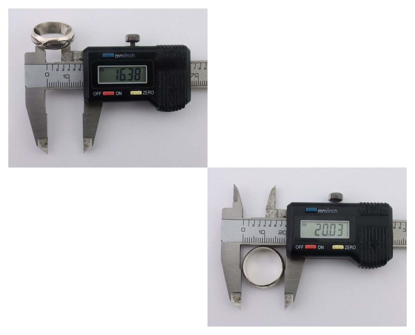 Navajo Hand Stamped Band 925 Silver 6.0 mm Signed Larry Chavez Size 6.0 C.80's