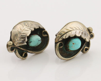 Navajo Earrings 925 Silver Natural Turquoise Native American Artist C.80's