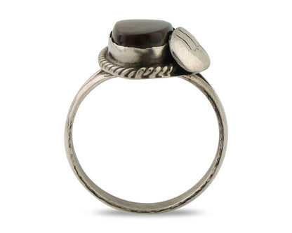 Navajo Handmade Ring 925 Silver Natural Fire Opal Native Artist Size 8.0 C.80's