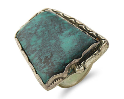 Navajo Ring 925 Sterling Natural Blue Turquoise Native Artist C.80's Size 7.5+