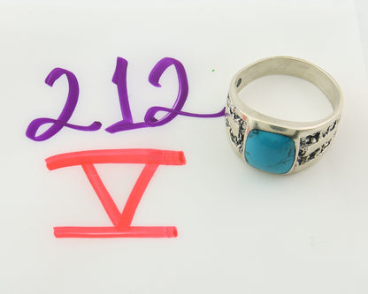 Men Vintage Nugget Ring 925 Sterling Turquoise Artist Signed SC Size 11.25