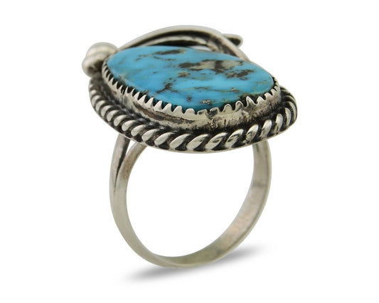 Navajo Ring 925 Silver Turquoise Artist Signed IJC C.80's