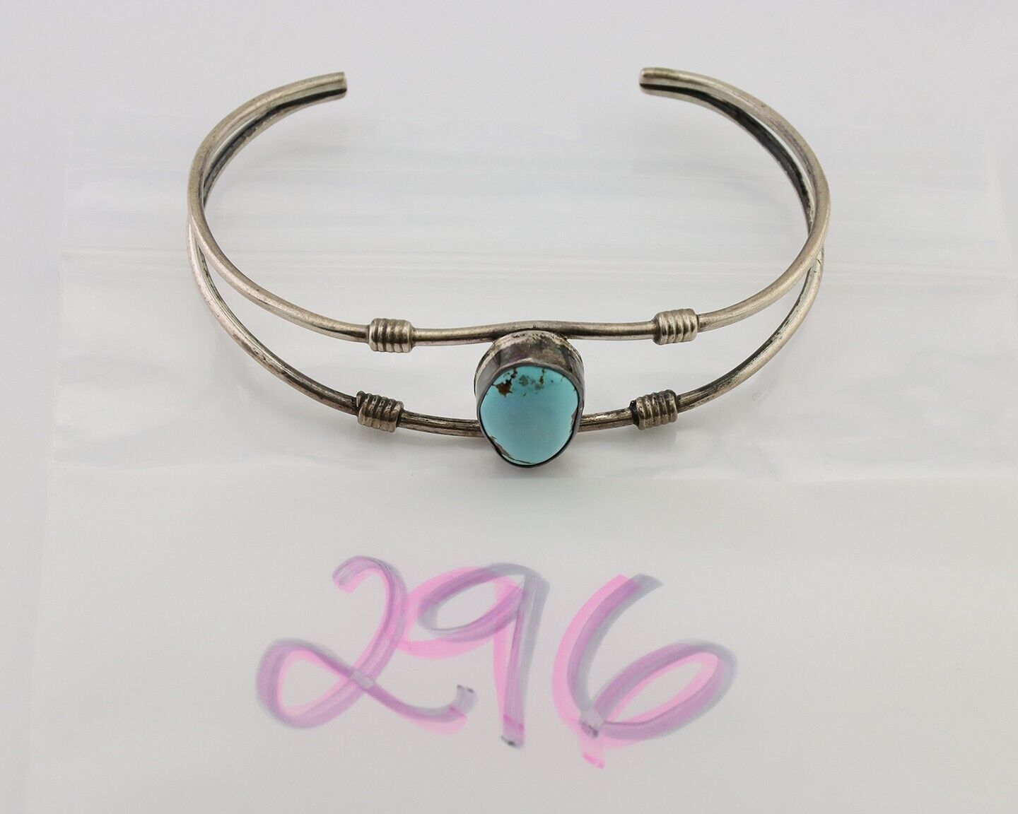 Navajo Cuff Bracelet 925 Silver Natural Blue Turquoise Native American C.80's