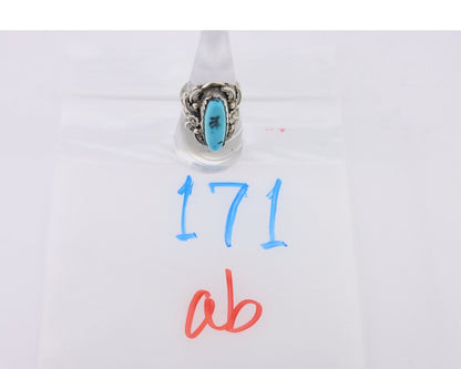 Navajo Ring 925 Silver Sleeping Beauty Turquoise Signed Julia Martinez C.80's