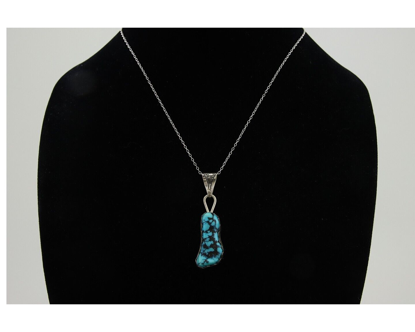 Navajo Necklace 925 Silver Natural Blue Turquoise Artist Tony Guerro C.80's
