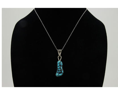 Navajo Necklace 925 Silver Natural Blue Turquoise Artist Tony Guerro C.80's