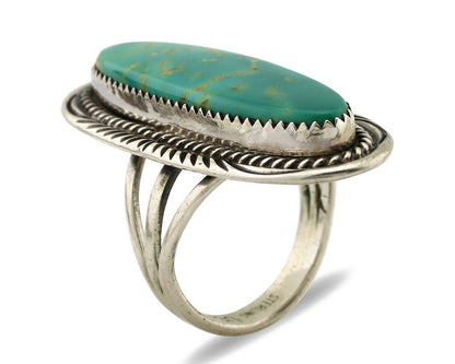Navajo Ring 925 Silver Natural Mined Turquoise Artist Signed USA C.80s