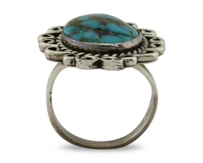 Navajo Ring 925 Silver Blue Turquoise Native Artist Siged W C.80's