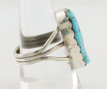 Navajo Ring 925 Silver Natural Blue Turquoise Signed Tony Guerro C.80's