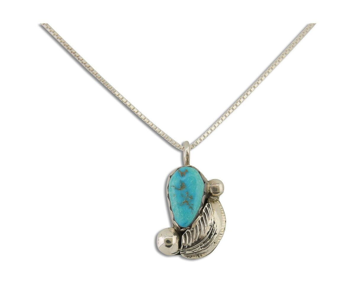 Navajo Heart Necklace 925 Silver Natural Turquoise Signed William Denetdale C80s