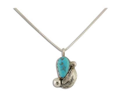 Navajo Heart Necklace 925 Silver Natural Turquoise Signed William Denetdale C80s