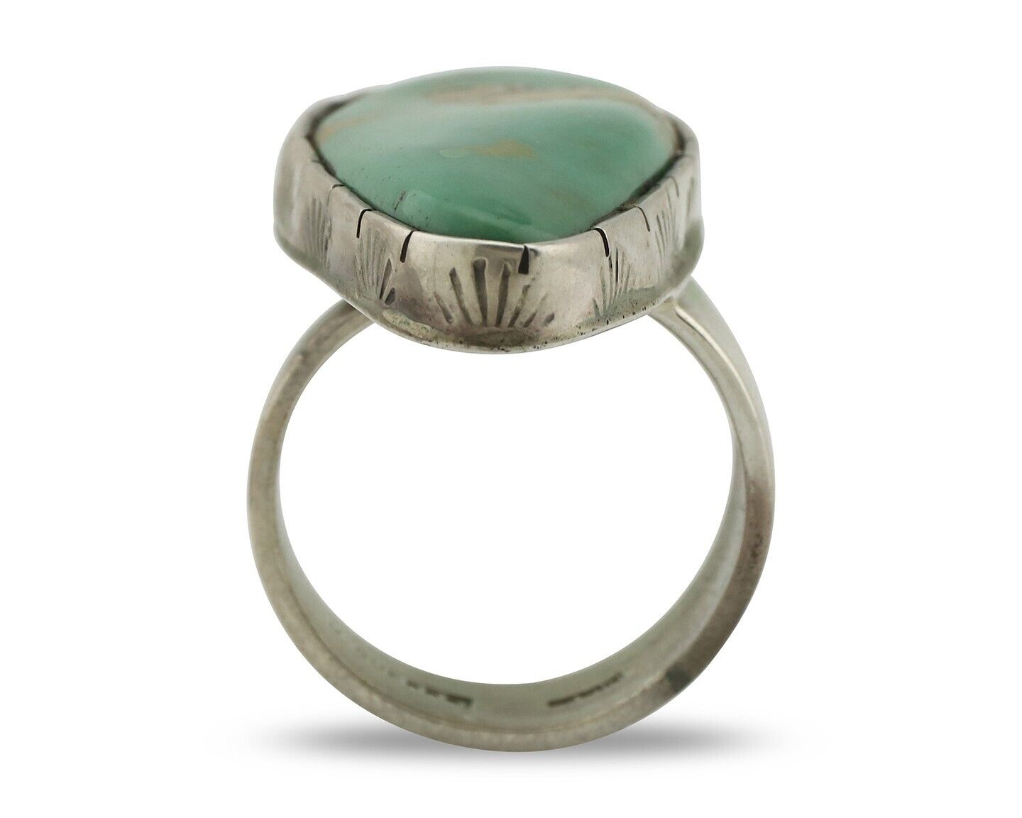 Navajo Ring 925 Silver Natural Green Turquoise Artist Signed M Guerro C.80's