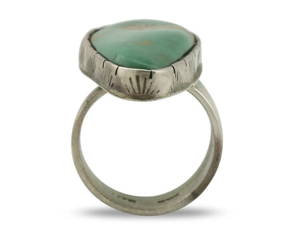 Navajo Ring 925 Silver Natural Green Turquoise Artist Signed M Guerro C.80's