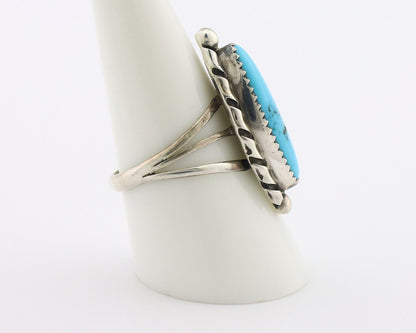 Navajo Ring .925 Silver Sleeping Beauty Turquoise Signed SkyStone Creations C80s