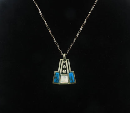 Navajo Necklace Sterling Silver Natural Blue Turquoise Vintage