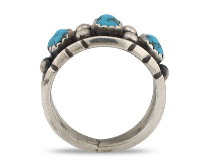 Navajo Ring 925 Silver Natural Blue Turquoise Native American Artist C.80's