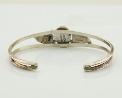 Navajo Cuff Bracelet Blue Turquoise 925 Silver Native Artist Signed BD C.80's