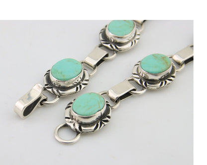Navajo Bracelet 925 Silver Natural Blue Turquoise Native American Artist C.80's