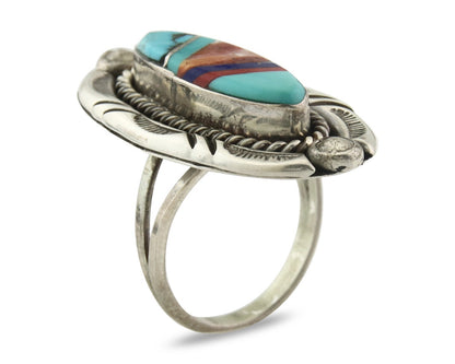 Vintage Zuni Ring 925 Sterling Silver Gemstone Signed V&N Edsitty Size 7.5