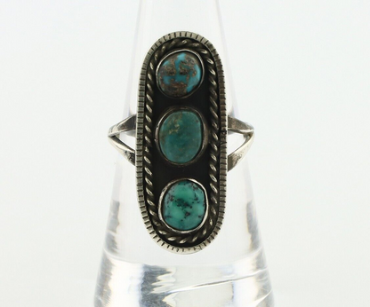 Navajo Ring 925 Silver Natural Blue Turquoise Native American Artist C.80's