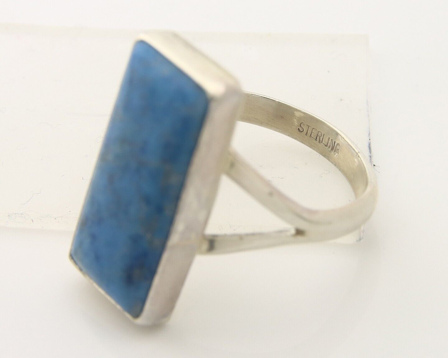 Navajo Men Ring 925 Sterling Lapis Handmade Native Artist C.80's Size 10.5