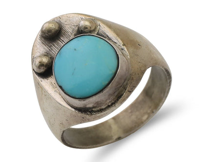 Navajo Ring 925 Silver Sleeping Beauty Turquoise Native American Artist C.80's
