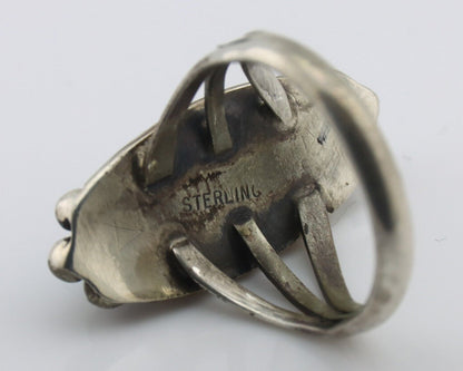 Navajo Ring .925 Silver Sleeping Beauty Turquoise Signed SkyStone Creations C80s