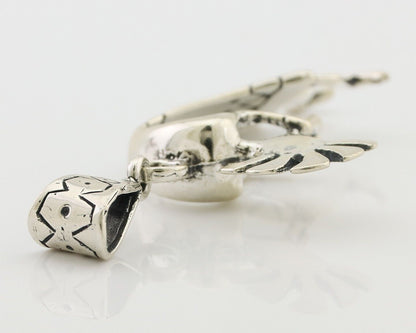 Navajo Kokopelli Pendant 925 Sterling Silver Artist Signed Masha C.80's