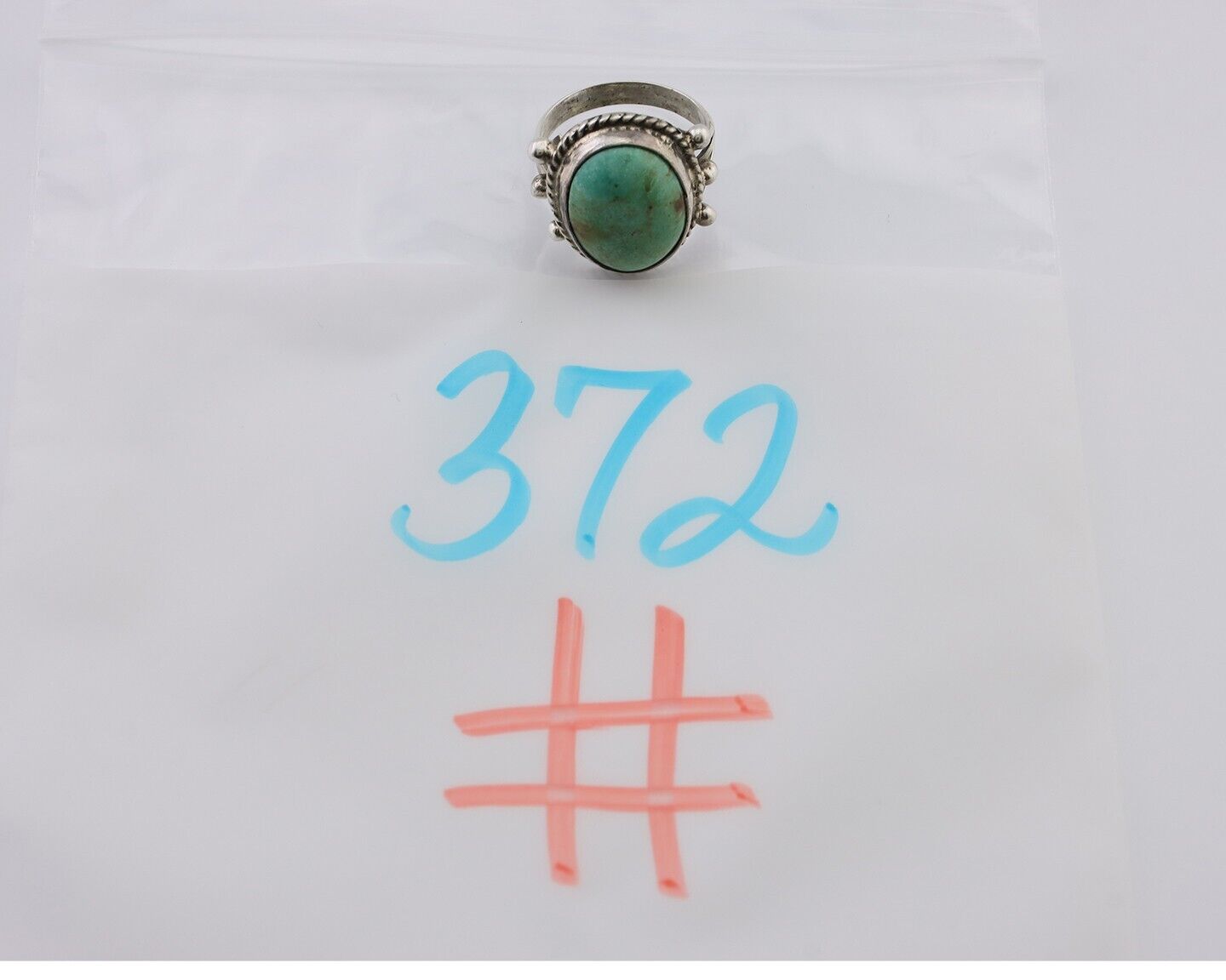 Navajo Ring 925 Silver Natural Blue Turquoise Artist Signed MC C.80's