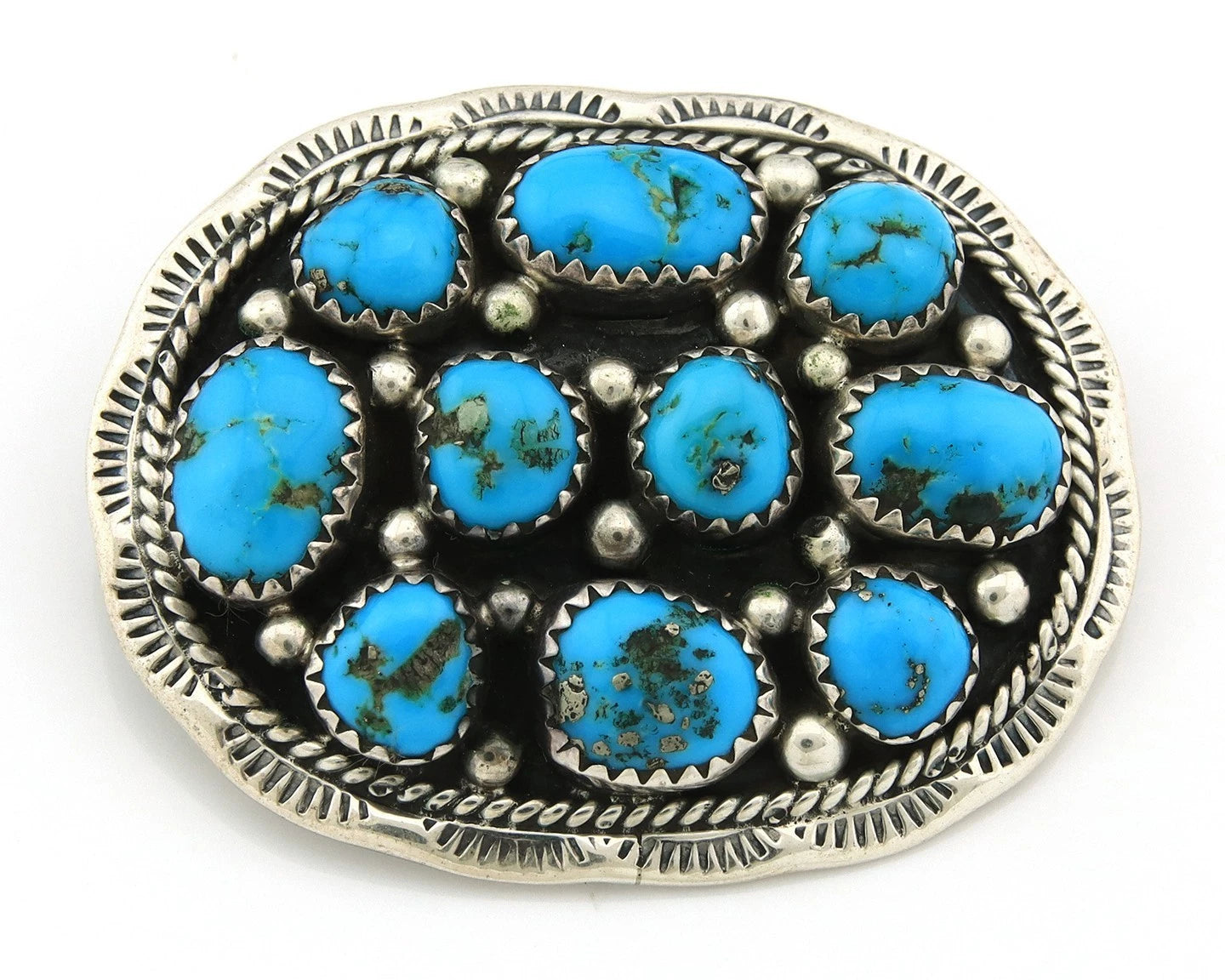 Navajo Handmade Pin Sterling Silver Turquoise Vintage Native Artist