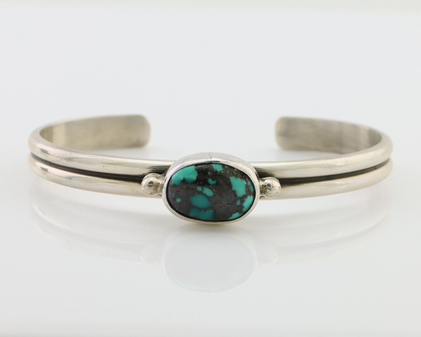 Navajo Cuff Bracelet 925 Silver Natural Blue Turquoise Native American C.80's