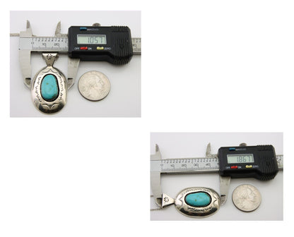 Navajo Necklace 925 Silver Natural Turquoise Artist Signed SLJ? C.80's