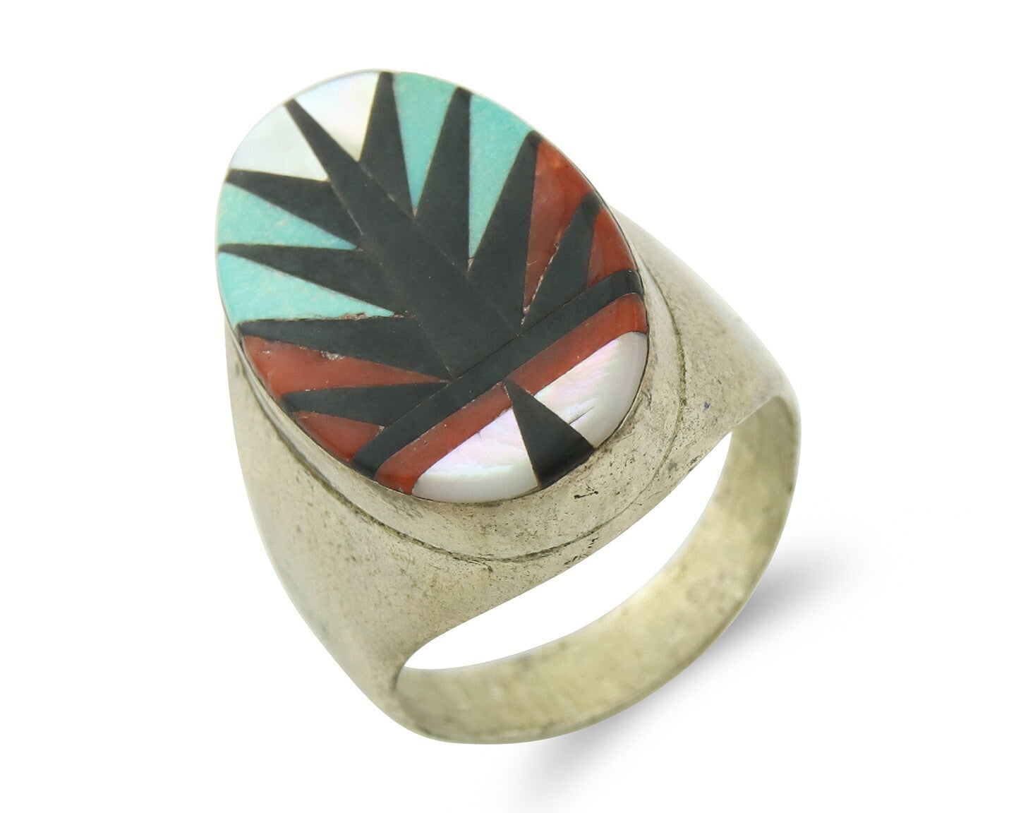 Vintage Zuni Ring 925 Sterling Authentic Natural Gemstone Handmade Size 11.5