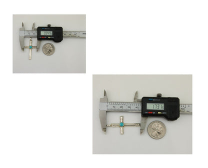 Navajo Sand Cast Cross Pendant 925 Silver Turquoise Artist Signed J Yazzie C.80s