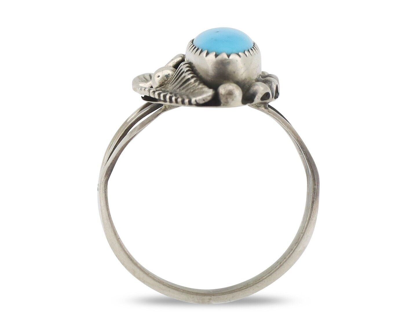 Navajo Ring .925 Silver Sleeping Beauty Turquoise Signed SkyStone Creations C80s