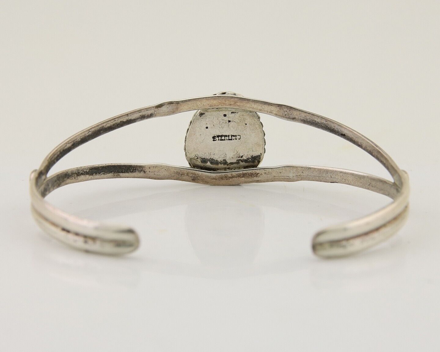 Navajo Hand Stamped Cuff Bracelet Turquoise 925 Silver Native American Artist