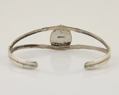 Navajo Hand Stamped Cuff Bracelet Turquoise 925 Silver Native American Artist