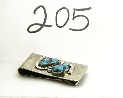 Navajo Money Clip .925 Silver & Nickle Sleeping Beauty Turquoise Artist Native