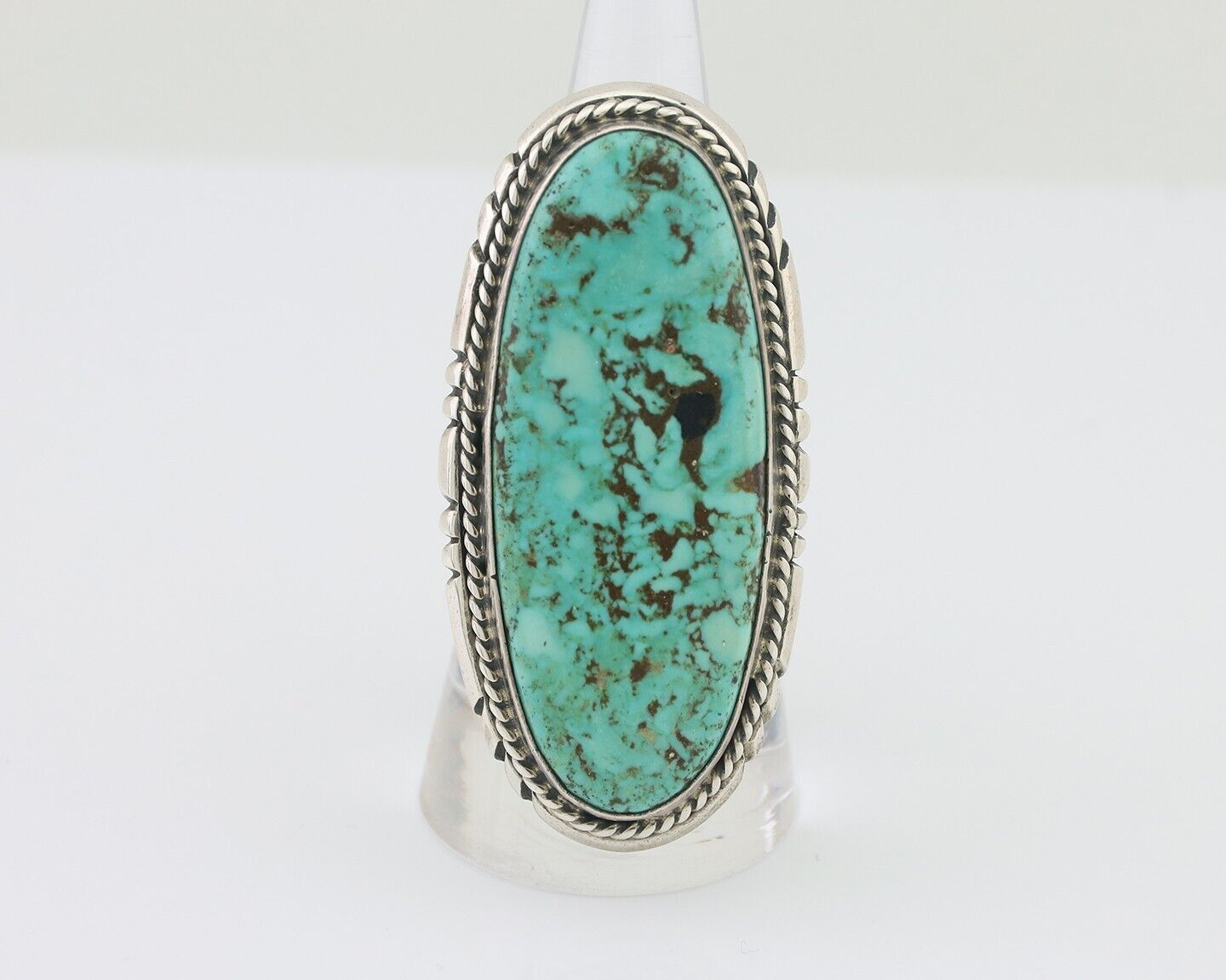Navajo Ring 925 Silver Kingman Turquoise Native American Artist C.80's