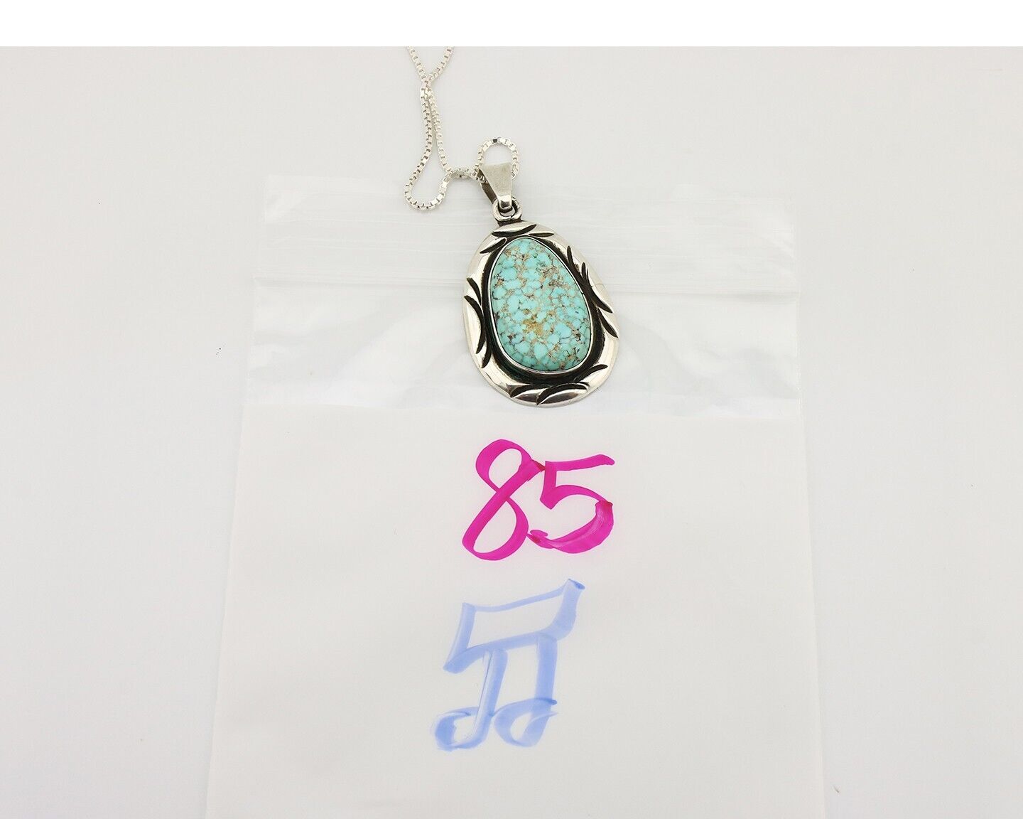 Navajo Necklace 925 Silver Spiderweb Kingman Turquoise Signed C Montoya C.80's