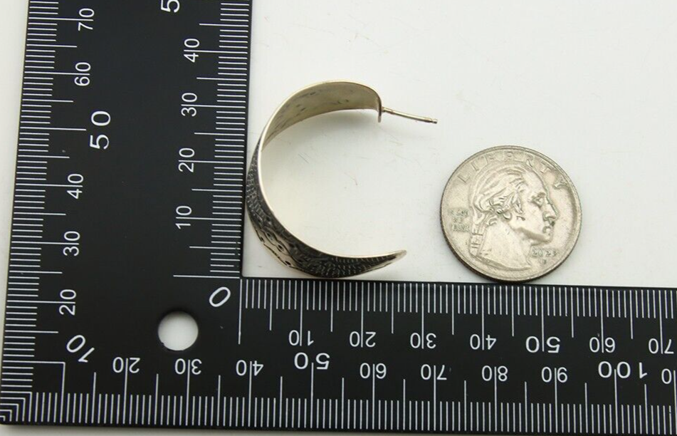 Navajo Earrings 925 Silver Half Hoop Handmade Native American Artist C.80's