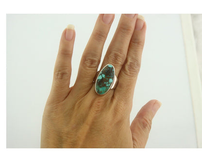 Navajo Ring 925 Sterling Turquoise Handmade Signed M Montoya C.80's Size 7.0