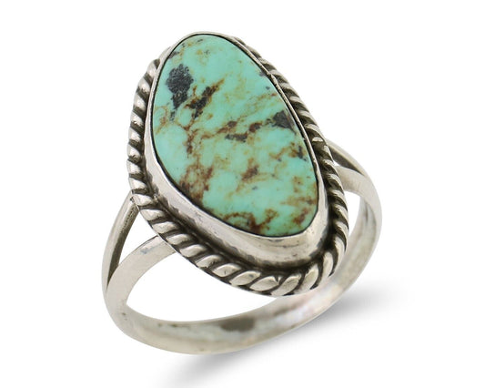 Navajo Ring 925 Silver Kingman Turquoise Artist Signed Rabbit Sticks C.80's