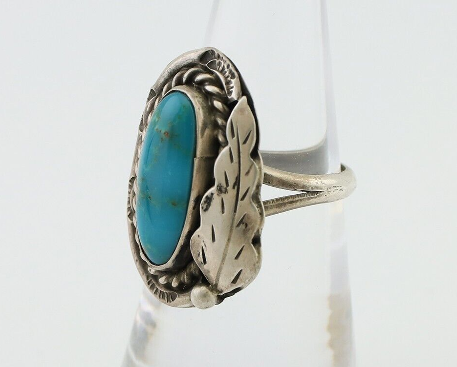 Navajo Handmade Ring 925 Silver Natural Turquoise Signed Jason Livingston C.80's