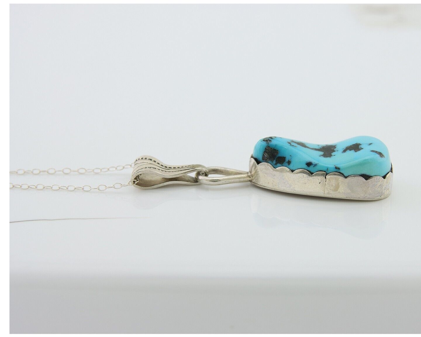 Navajo Necklace 925 Silver Blue Turquoise Artist Signed Tony Guerro C.80's