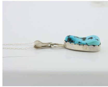 Navajo Necklace 925 Silver Blue Turquoise Artist Signed Tony Guerro C.80's