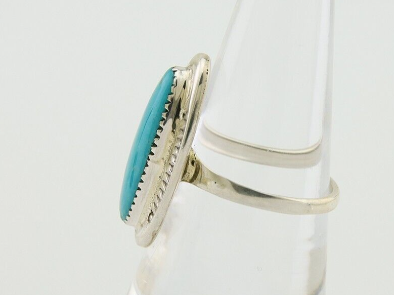 Navajo Ring 925 Silver Blue Turquoise Artist Signed CS C.80's
